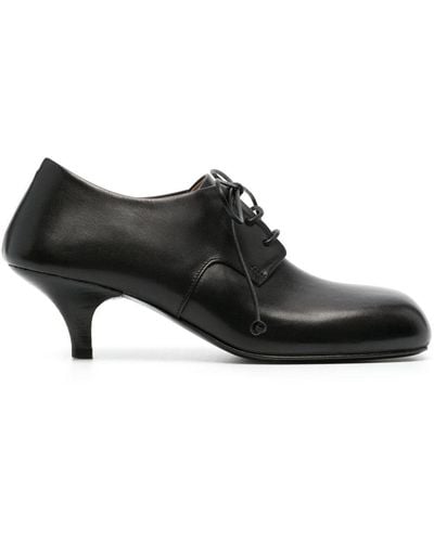 Marsèll Square-toe Lace-up Leather Court Shoes - Black