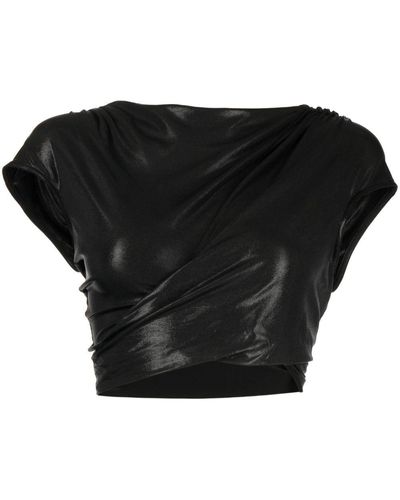 Rick Owens Lilies Jade Short-sleeve Cropped Top - Black