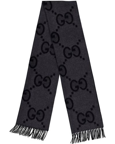 Gucci Kaschmirschal mit GG-Muster - Grau