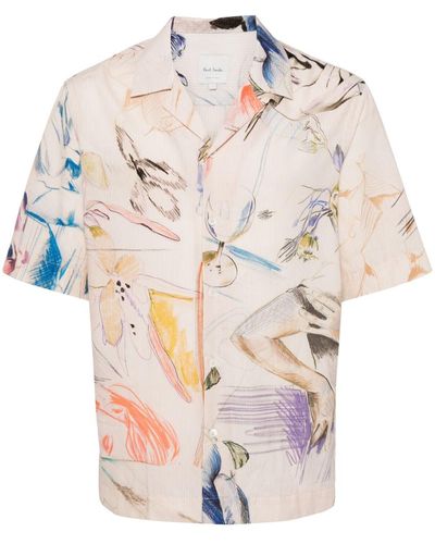 Paul Smith Abstract-print Cotton Shirt - Natural