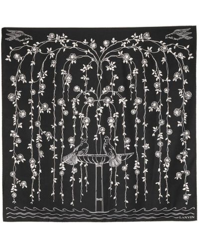 Lanvin Floral-print Silk Scarf - Black