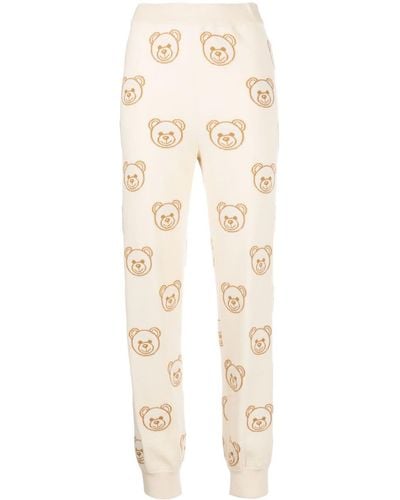 Moschino Teddy Bear-print Track Trousers - Natural