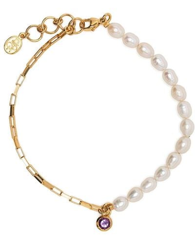 Dower & Hall Luna Amethyst-drop Pearl Bracelet - Metallic