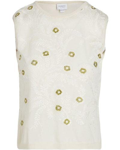 Giambattista Valli Floral-embroidered Knitted Top - White