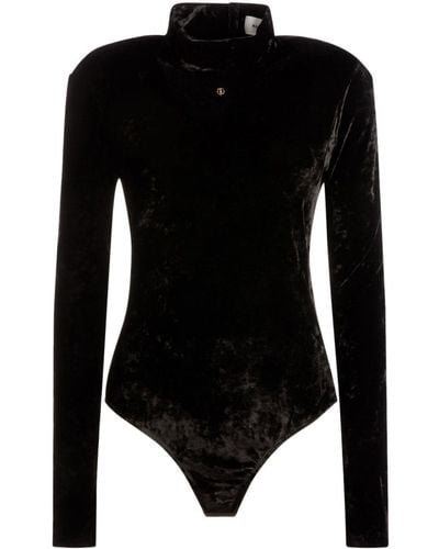 Bally Crushed Velvet High-neck Bodysuit - Black