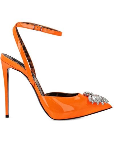 Philipp Plein Broche 120mm Patent Leather Court Shoes - Orange