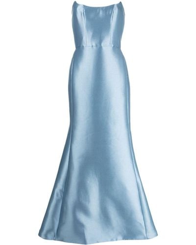 Amsale Mikado Strapless Maxi Dress - Blue