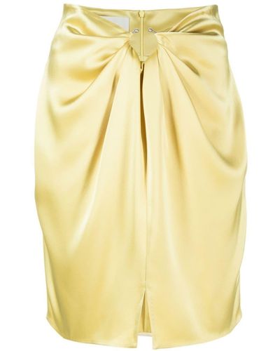 Nanushka Draped Satin Mini Skirt - Yellow