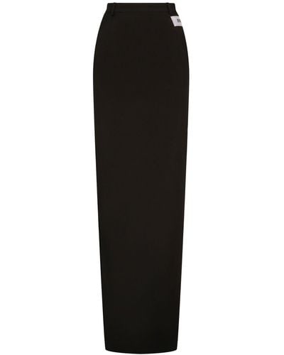 Dolce & Gabbana Jupe longue en cady à fente et fermetures zippées latérales - Noir