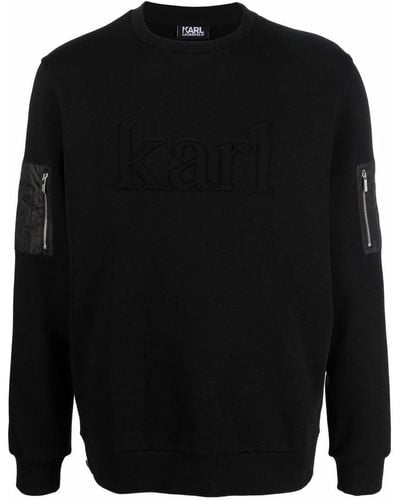 Karl Lagerfeld Zip Sleeve Pocket Sweater - Black