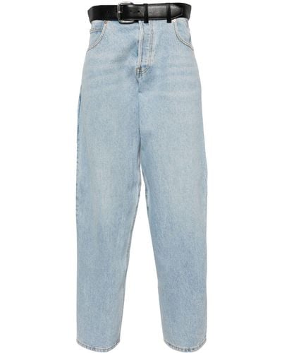 Alexander Wang Leather-belt Cropped Jeans - Blue
