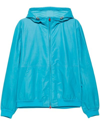 Kiton Hooded Leather Jacket - Blue