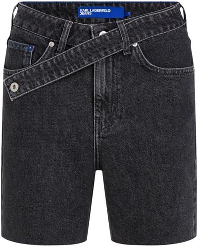 Karl Lagerfeld Jeans-Shorts mit hohem Bund - Blau