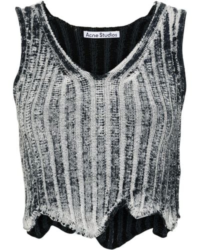 Acne Studios Abstract-print Knitted Tank Top - Black