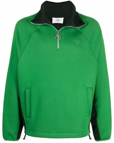 Ami Paris Ami De Coeur Zipped Sweatshirt - Green