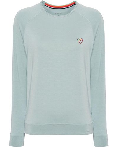 Paul Smith Heart-embroidered Modal-blend Sweatshirt - Blue