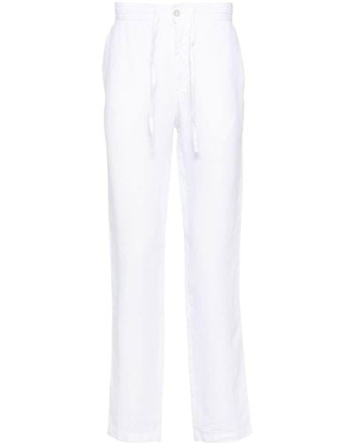 120% Lino Drawstring Linen Pants - White