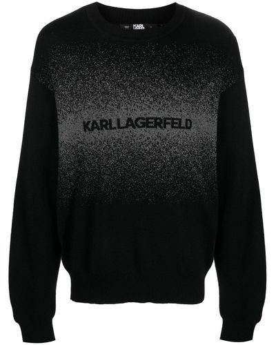 Karl Lagerfeld Sweater Met Intarsia Logo - Zwart