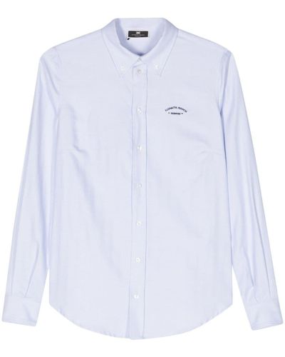 Elisabetta Franchi Cotton Shirt With Embroidered Logo - White