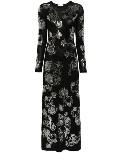 Rabanne Floral-sequinned Maxi Dress - ブラック