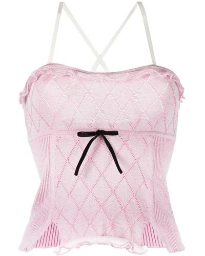 Cormio Bow-detailed Knitted Top - Pink