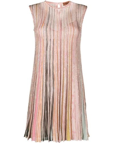 Missoni Pleated Silk-blend Mini Dress - Pink