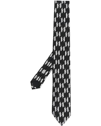 Karl Lagerfeld Seidenkrawatte mit Monogramm - Schwarz