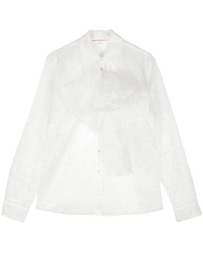Walter Van Beirendonck Bow-detail Semi-sheer Shirt - White