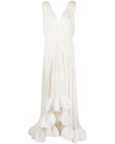 Lanvin Sleeveless Ruffle-hem Dress - White