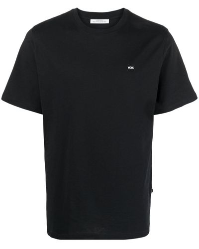 WOOD WOOD Logo-print Cotton T-shirt - Black