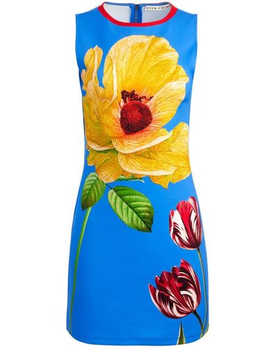 Alice + Olivia Wynell Minikleid mit Blumen-Print - Blau