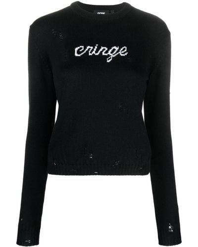 Gcds Jersey Cringe Sweater con efecto envejecido - Negro