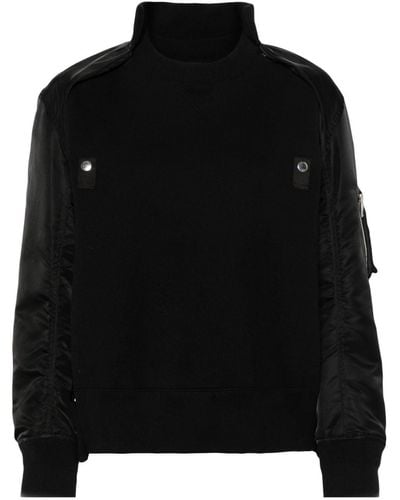 Sacai Layered-design Cotton-blend Sweatshirt - Black