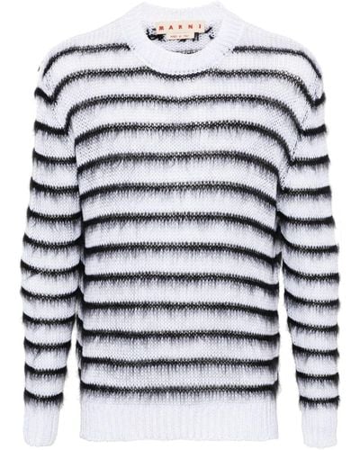 Marni Striped Open-knit Sweater - White