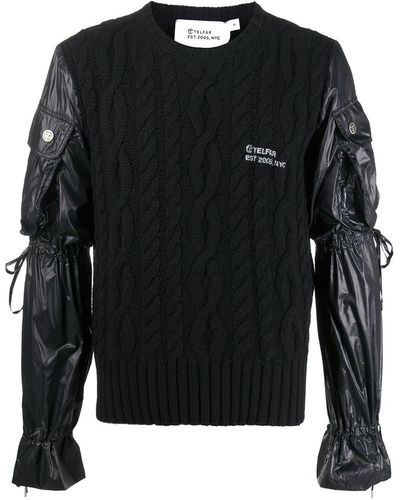 Telfar Cable-knit Paneled Sweater - Black