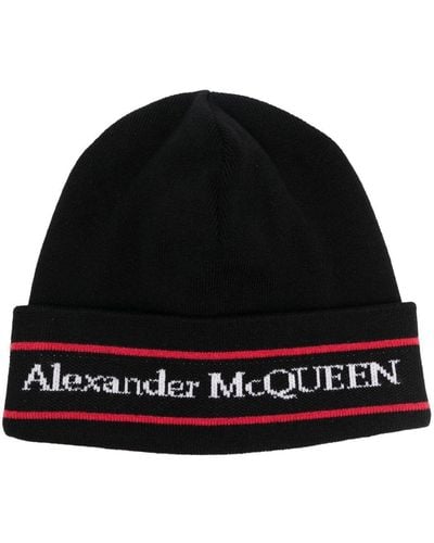 Alexander McQueen Logo Intarsia-knit Cashmere Beanie - Black