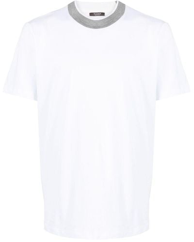 Peserico Katoenen T-shirt Met Contrasterende Kraag - Wit