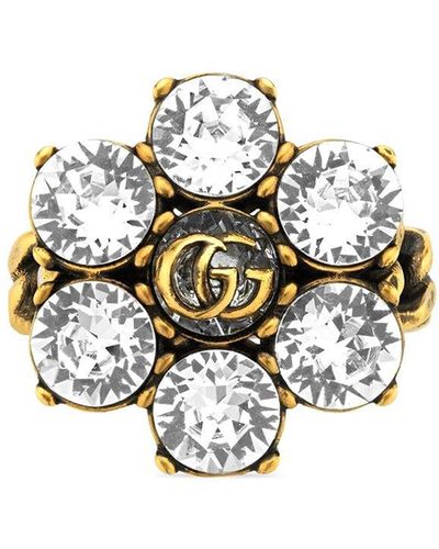 Gucci Ring Verfraaid Met Kristallen - Metallic