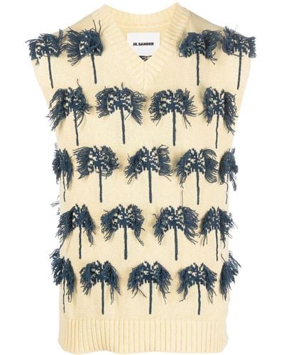 Jil Sander Hand-embroidered Palm-tree Motif Vest - Grey