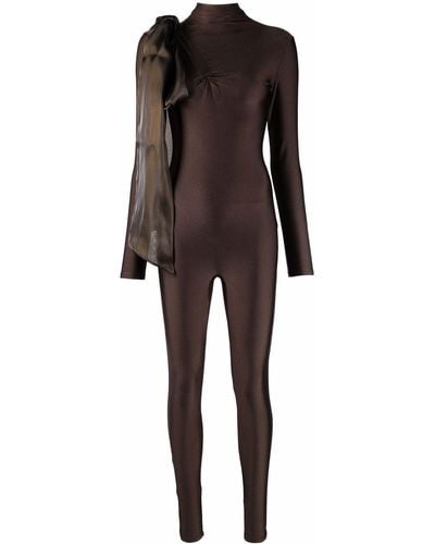 Atu Body Couture Organza-bow Catsuit - Brown