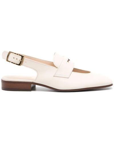 Tod's Slingback Leather Loafers - Natural