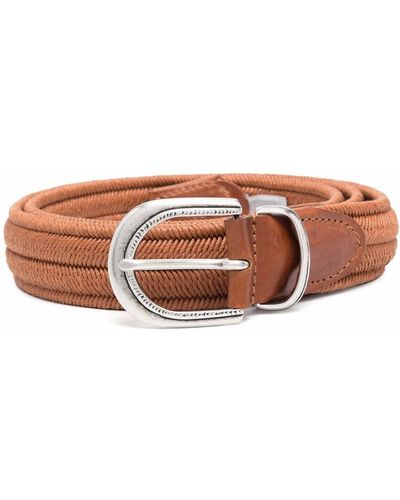 Eleventy Woven Leather Belt - Brown