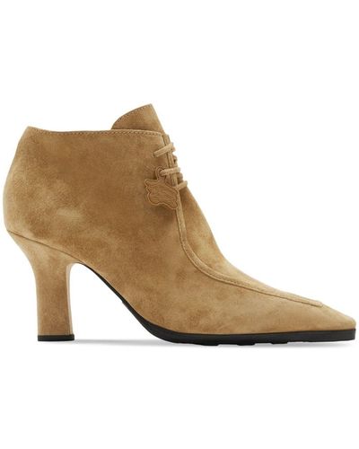 Burberry Suede Storm Heeled Boots 85 - Brown