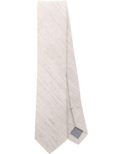 Eleventy Plaid Check-pattern Tie - White