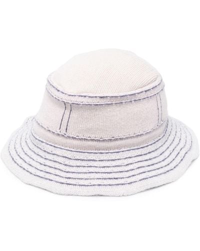 Barrie Contrast Stitching Bucket Hat - White