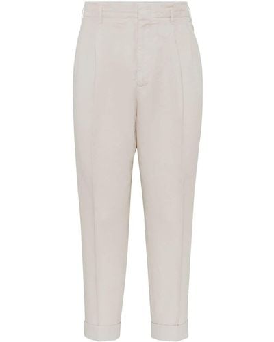 Brunello Cucinelli Pantalones de vestir ajustados - Blanco