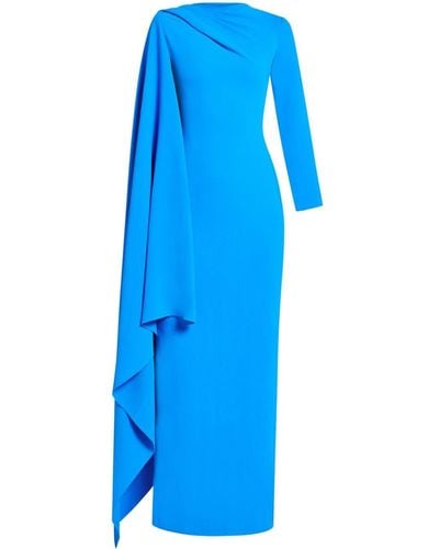 Solace London Robe longue Lydia à design drapé - Bleu
