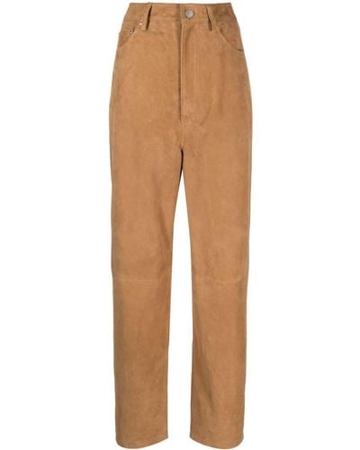 Remain Bonded-seamed Suede Cocoon Trousers - Natural