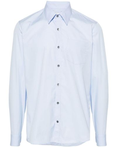 Dries Van Noten Straight-collar Cotton Shirt - Blue