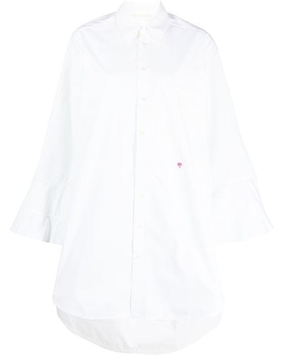Palm Angels Flared-sleeve Shirt Dress - White